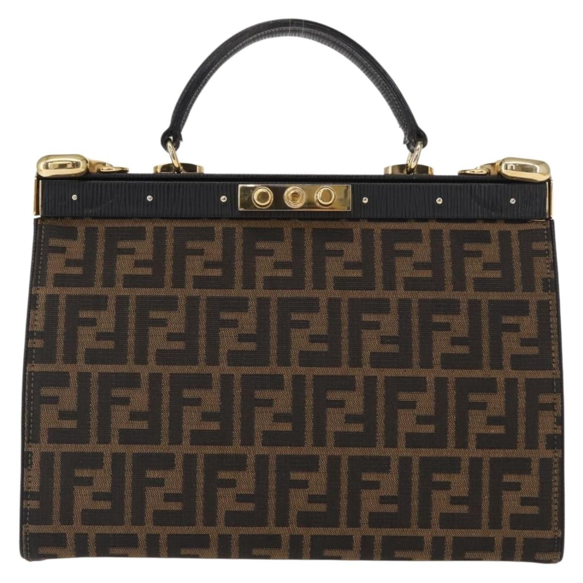 Fendi Vintage Zucca Handbag Zucca, BROWN, CANVAS, Handbag