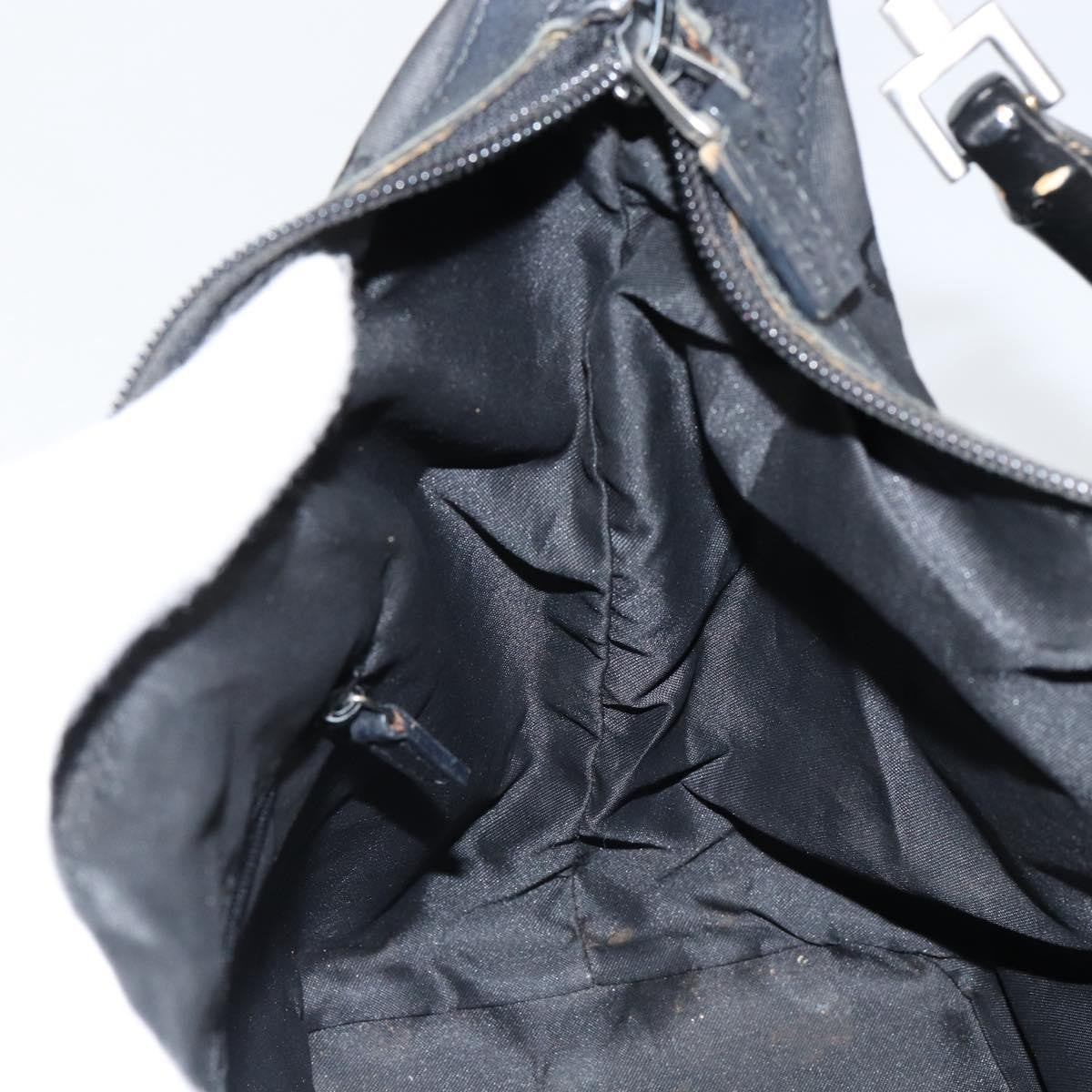 Gucci Vintage Bamboo Hobo GG Canvas, BLACK, CANVAS, Shoulder bag