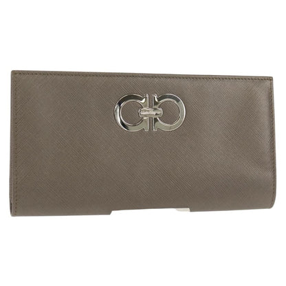 Salvatore Ferragamo Gancini Bifold Wallet Leather, GRAY, LEATHER, Wallets