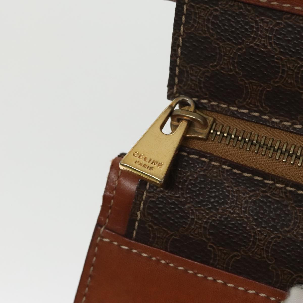 Celine Macadam Handbag Macadam with leather, BROWN, CANVAS, Handbag