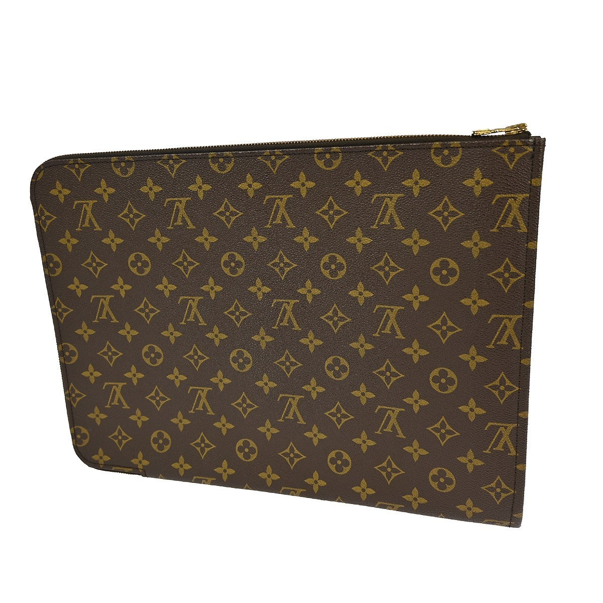 Louis Vuitton Poche Documents Monogram Canvas, BROWN, CANVAS, Clutche & pouche