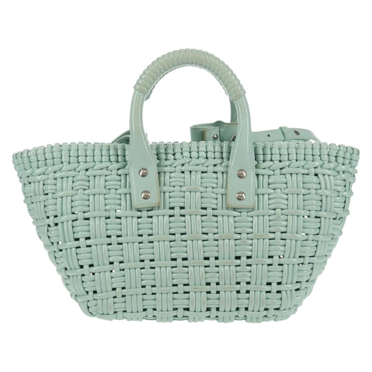 Balenciaga Bistro Panier Bag Woven Faux Leather, GREEN, RUBBER, Tote bag