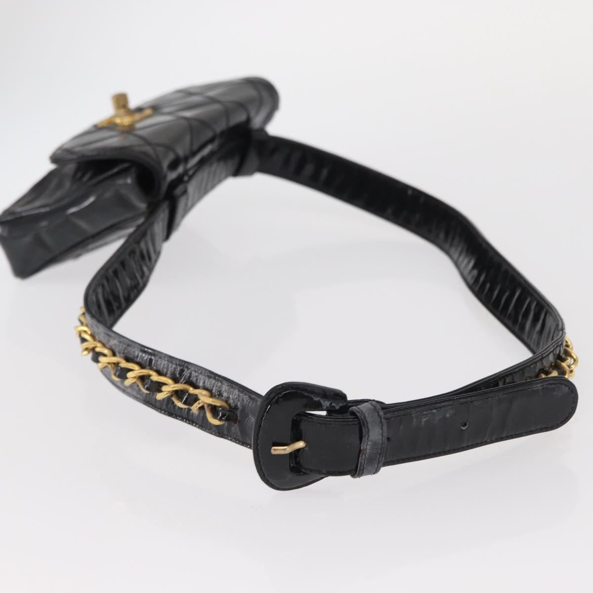 Chanel Vintage Flap Belt Bag Quilted Leather, BLACK, LEATHER, Clutche & pouche