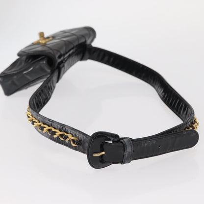 Chanel Vintage Flap Belt Bag Quilted Leather, BLACK, LEATHER, Clutche & pouche