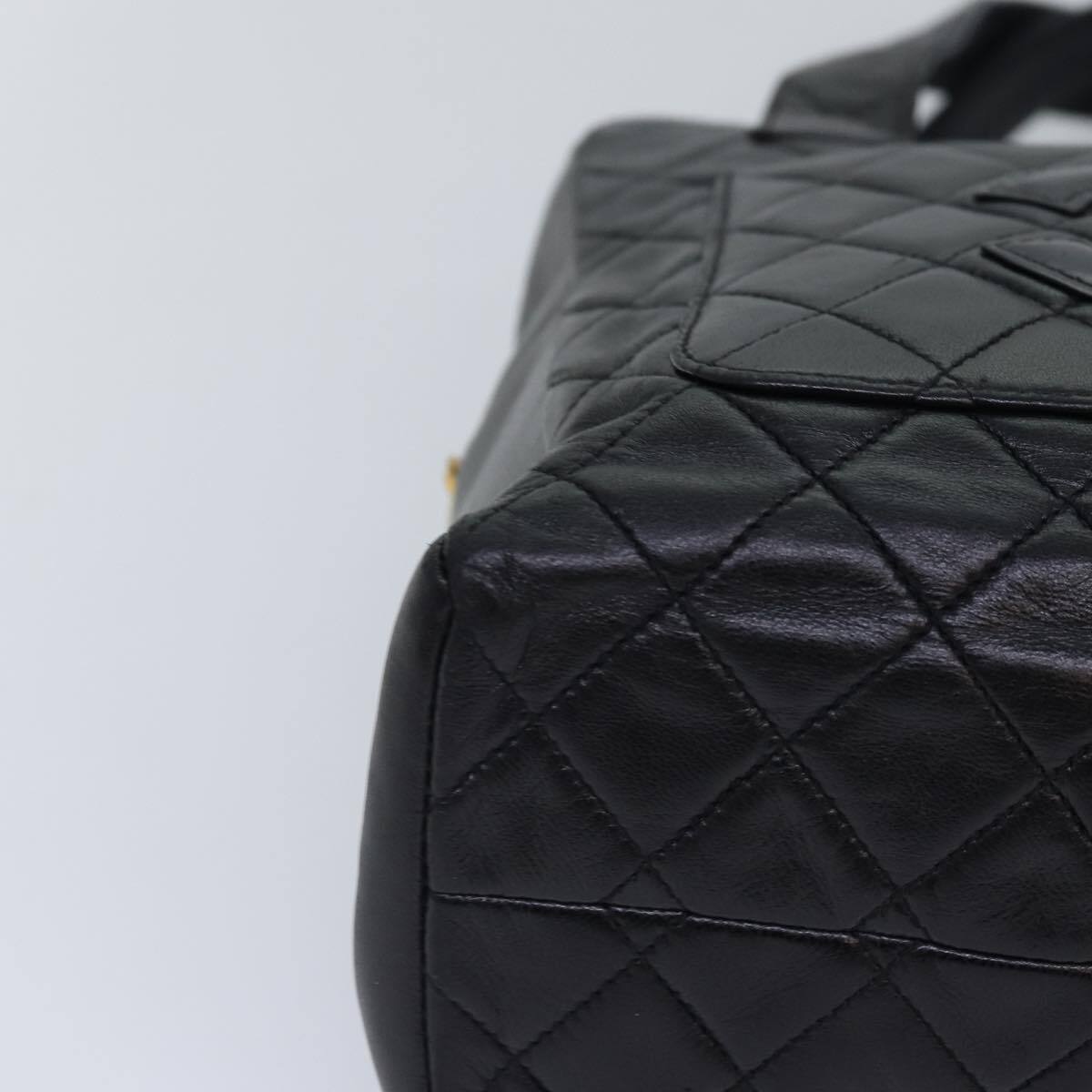 Chanel Coco Mark Black cakfskin, BLACK, LEATHER, Handbag