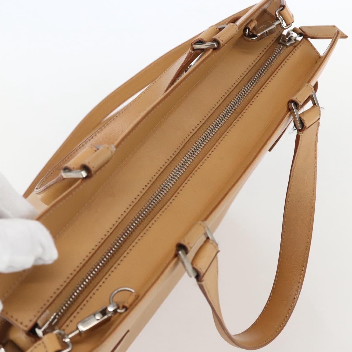 Salvatore Ferragamo Double Gancini Side Buckle Tote Leather, BEIGE, LEATHER, Handbag