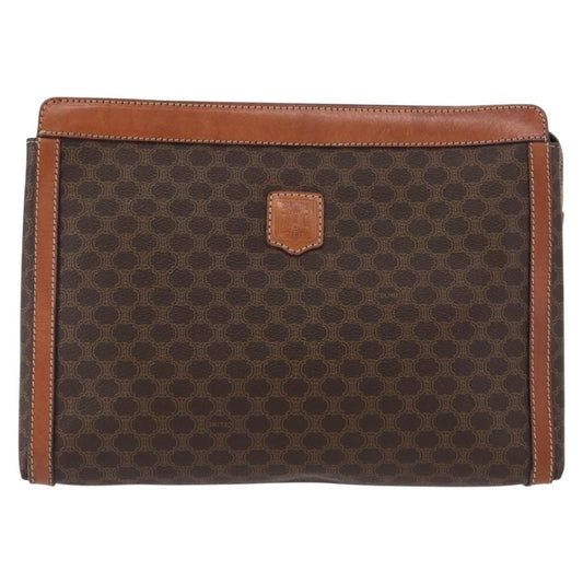 Celine Macadam Pochette Canvas and Leather, BROWN, CANVAS, Clutche & pouche
