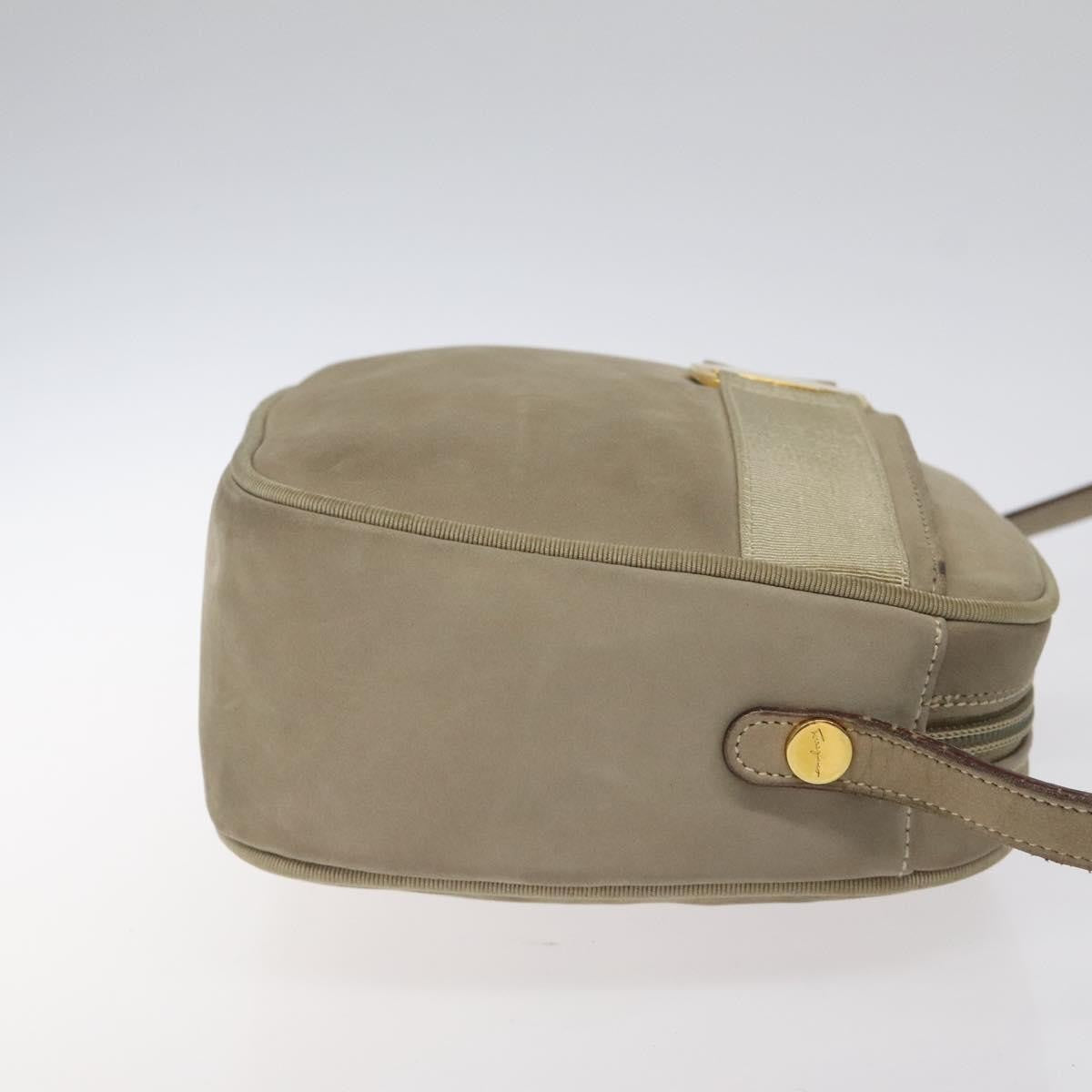 Salvatore Ferragamo Vala Shoulder Bag Suede, BEIGE, SUEDE, Shoulder bag