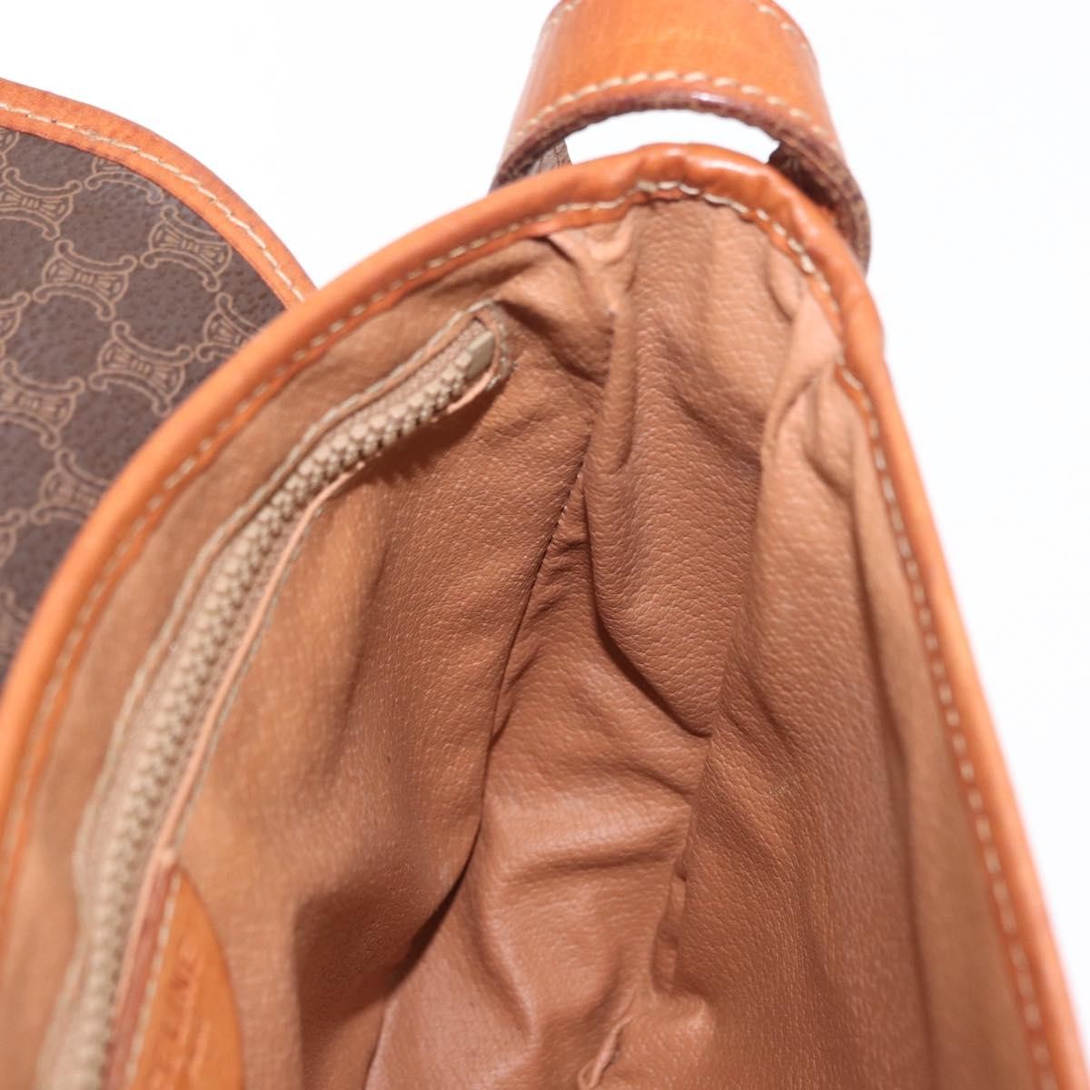 Celine Vintage Macadam Shoulder Bag Canvas and Leather, BROWN, CANVAS, Shoulder bag