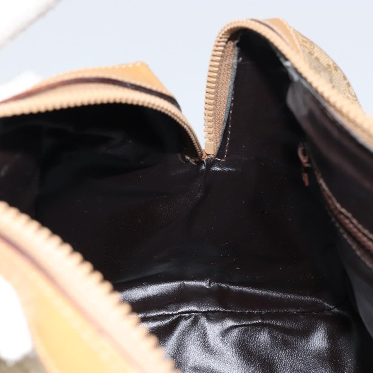 Celine Vintage Macadam Handbag Canvas and Leather, BEIGE, CANVAS, Handbag