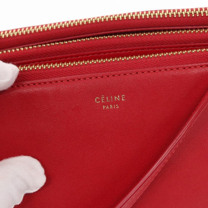 Celine Trio Crossbody Bag Leather, RED, LEATHER, Shoulder bag