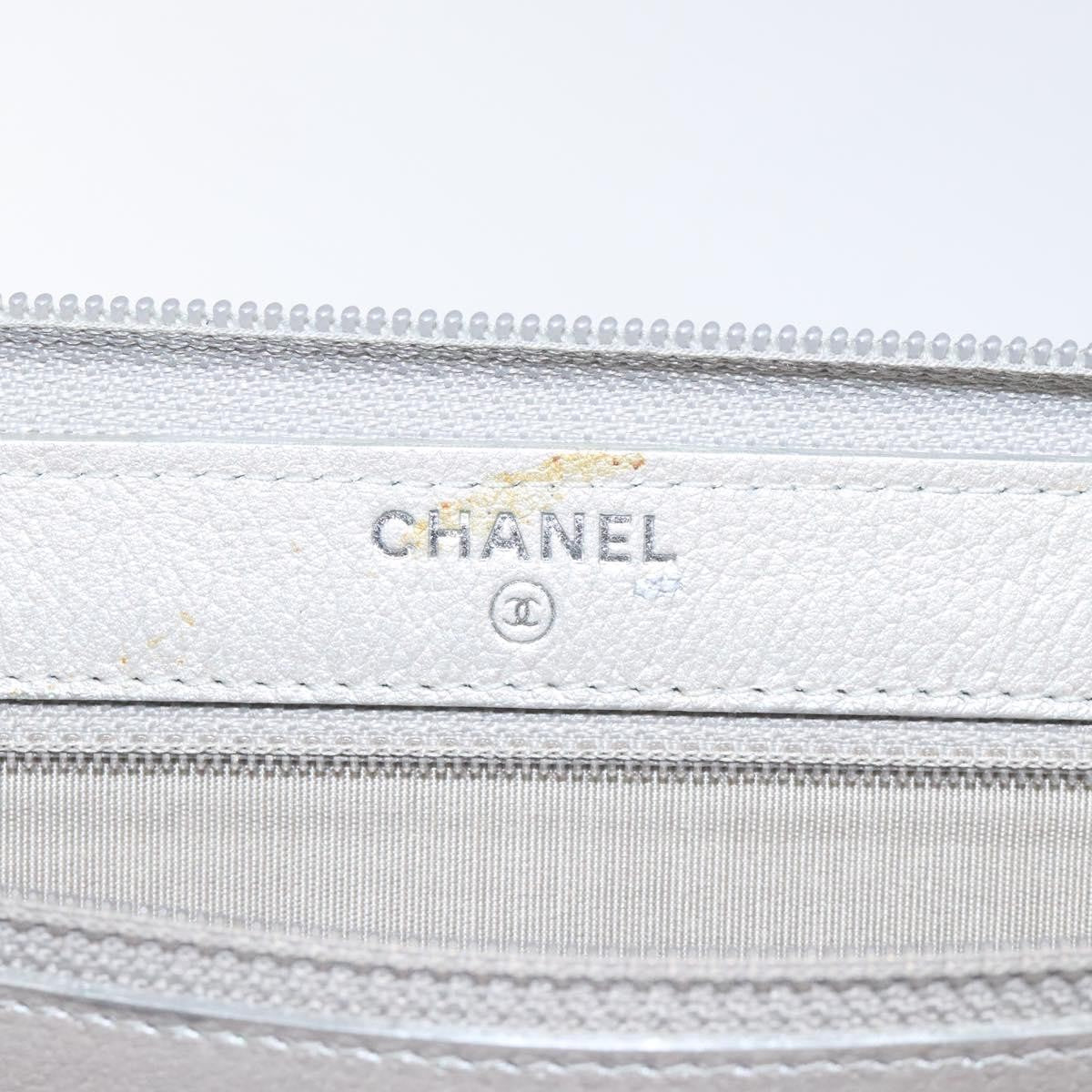 Chanel Camellia Zip Around Organizer Leather, SILVER, LEATHER, Wallets