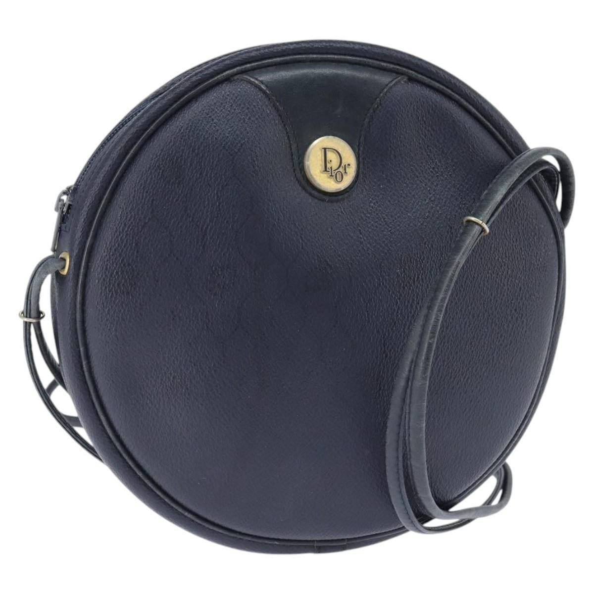 Christian Dior Vintage Honeycomb Shoulder Bag Canvas and Leather, NAVY, PVC, Shoulder bag