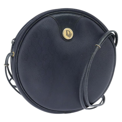 Christian Dior Vintage Honeycomb Shoulder Bag Canvas and Leather, NAVY, PVC, Shoulder bag