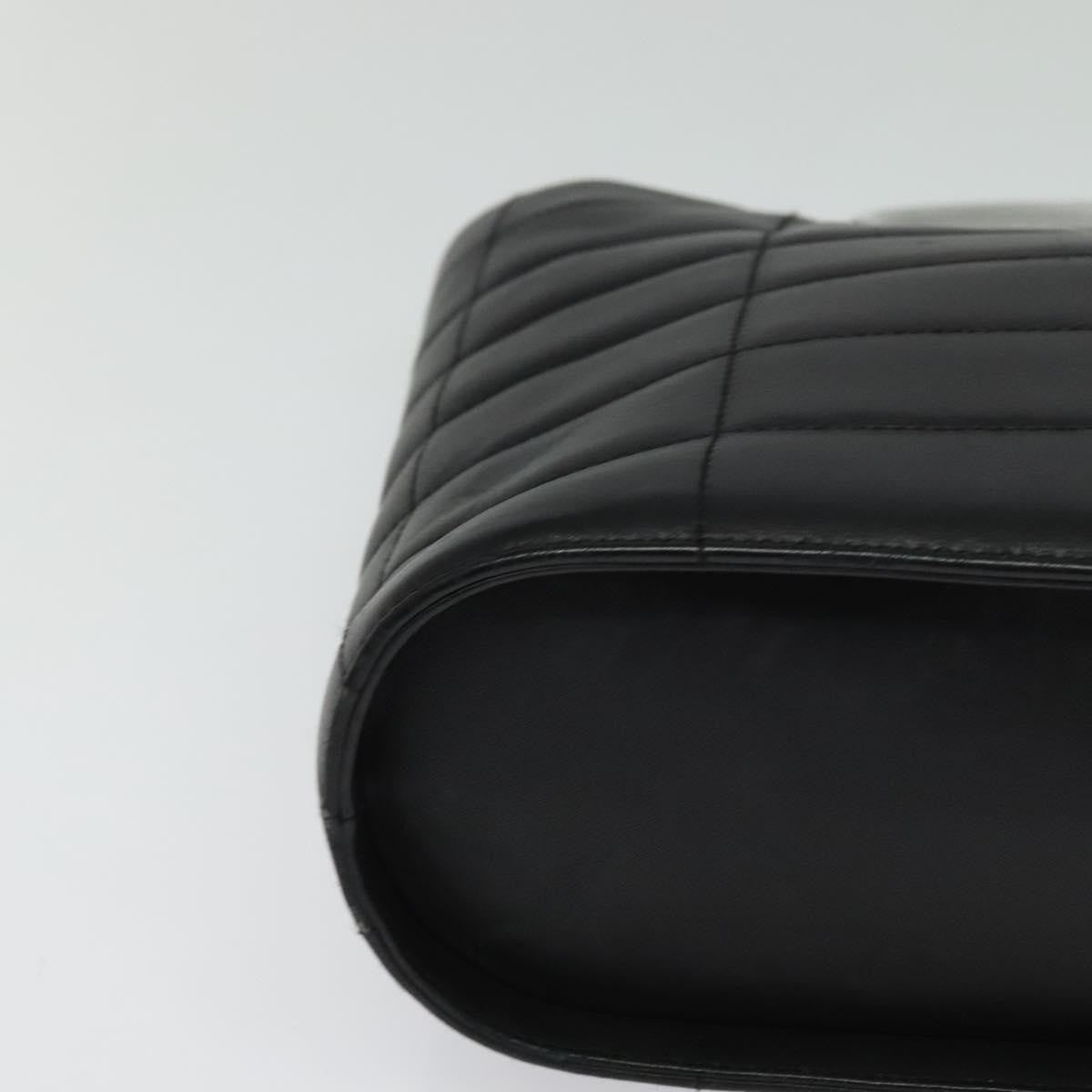 Chanel Vintage Chocolate Bar Metal Ring Tote Quilted Lambskin, BLACK, LEATHER, Tote bag