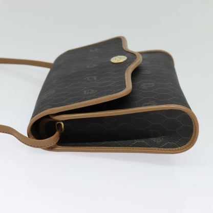 Christian Dior Vintage Honeycomb Flap Crossbody Bag Coated Canvas, BLACK, CANVAS, Crossbody bag