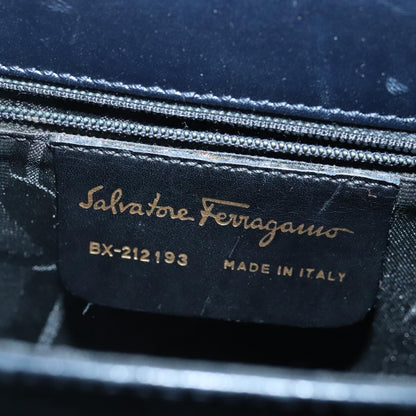 Salvatore Ferragamo Gancini Convertible Top Handle Bag Leather, NAVY, LEATHER, Handbag