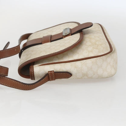 Celine Vintage Macadam Shoulder Bag Canvas and Leather, WHITE, CANVAS, Shoulder bag