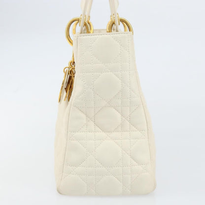 Christian Dior Vintage Lady Dior Bag Cannage Quilt Lambskin, WHITE, LEATHER, Handbag
