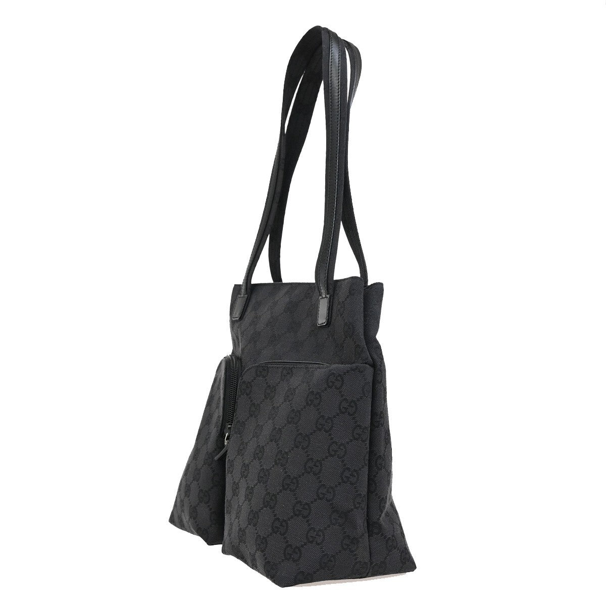 Gucci Double Pocket Tote GG Canvas, BLACK, CANVAS, Shoulder bag
