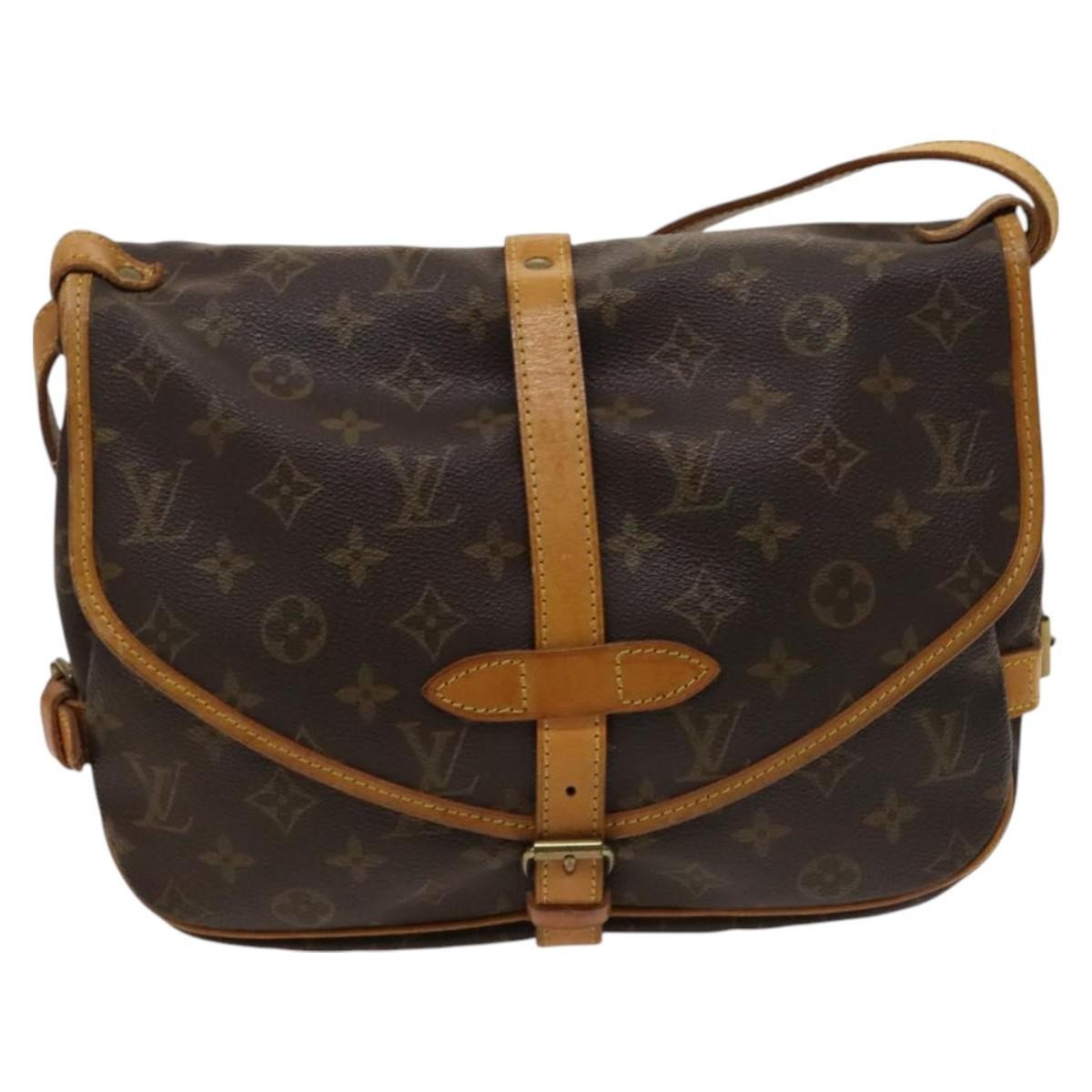 Louis Vuitton Saumur Handbag Monogram Canvas, BROWN, CANVAS, Shoulder bag
