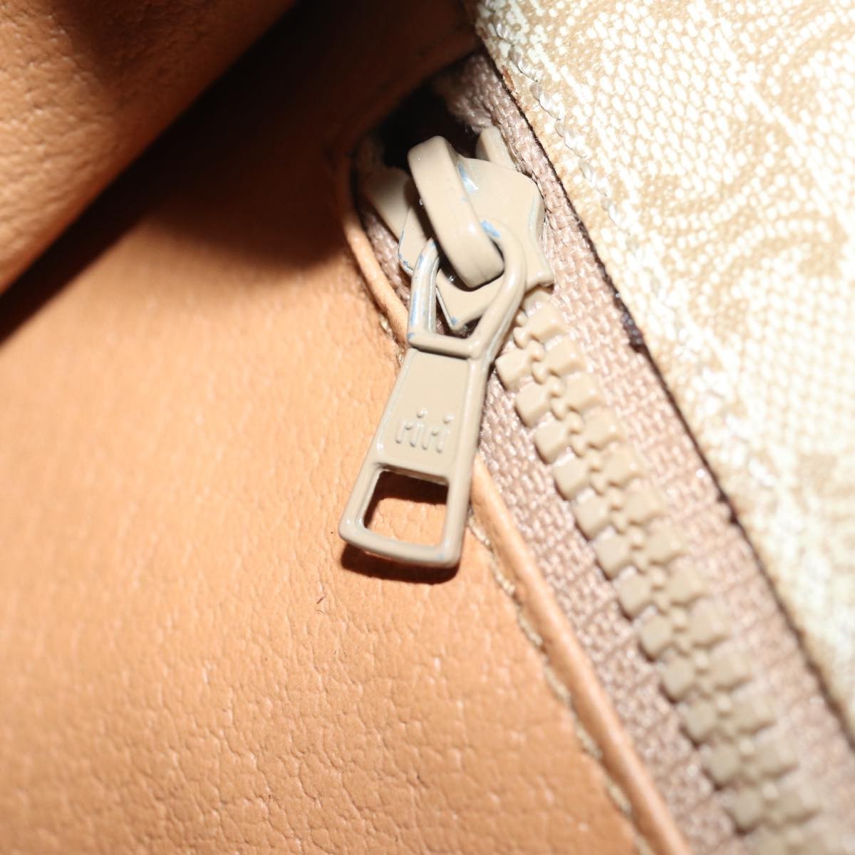 Celine Vintage Macadam Circle Logo Shoulder Bag Canvas and Leather, Beige, Canvas, Shoulder Bag