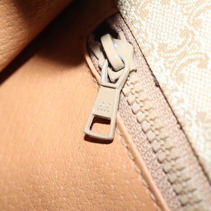 Celine Vintage Macadam Circle Logo Shoulder Bag Canvas and Leather, Beige, Canvas, Shoulder Bag