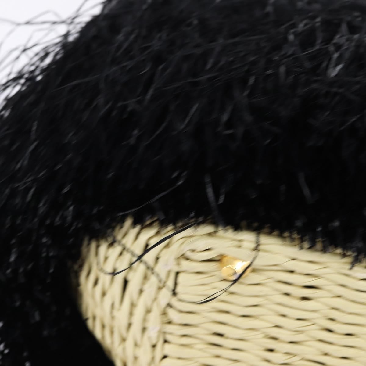 Prada Fringe Wicker Tote Woven Straw, BLACK, WOOD, Handbag