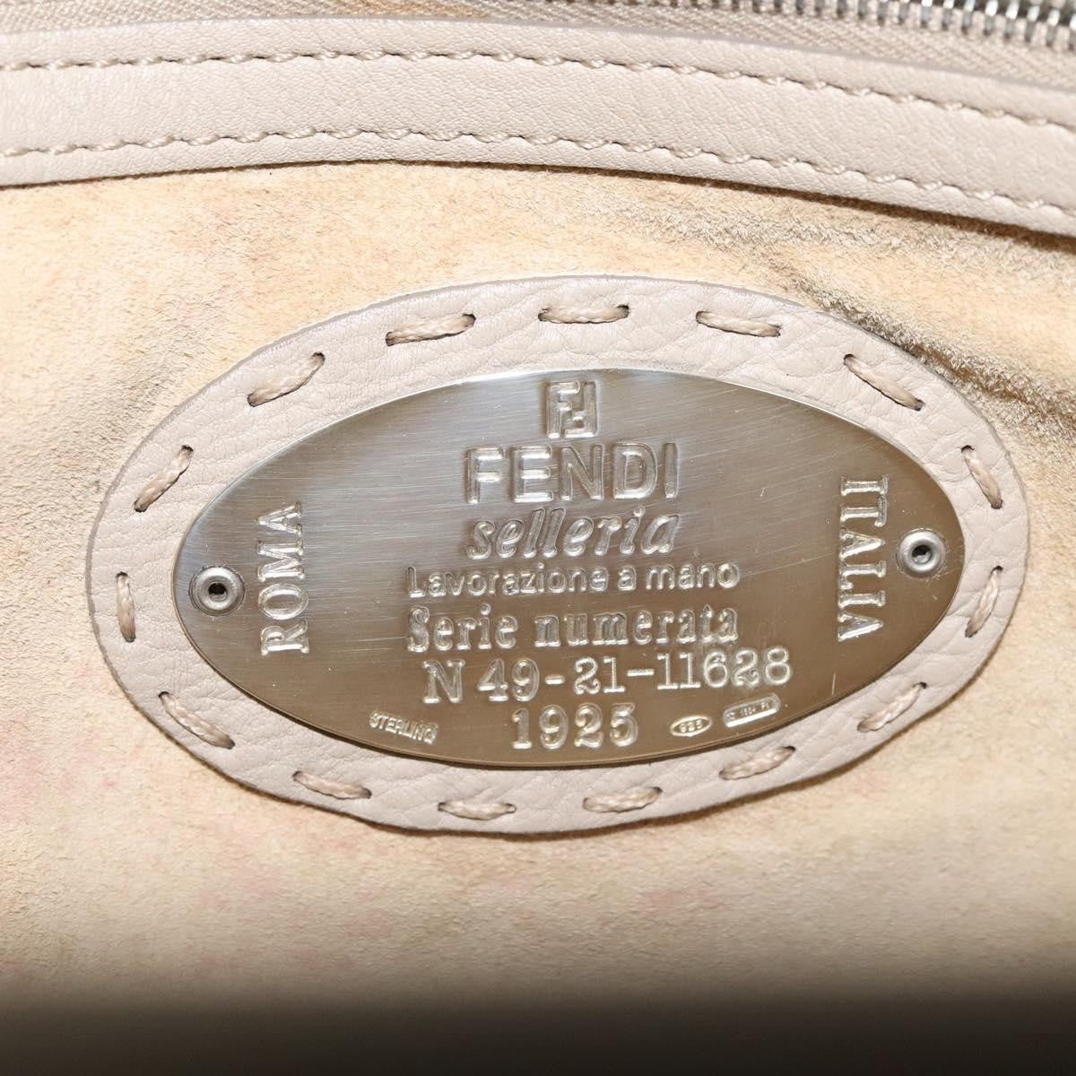 Fendi Selleria Tote Leather, BEIGE, LEATHER, Tote bag