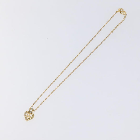 Christian Dior Logo Heart Pendant Necklace Metal, GOLD, METAL, Necklace
