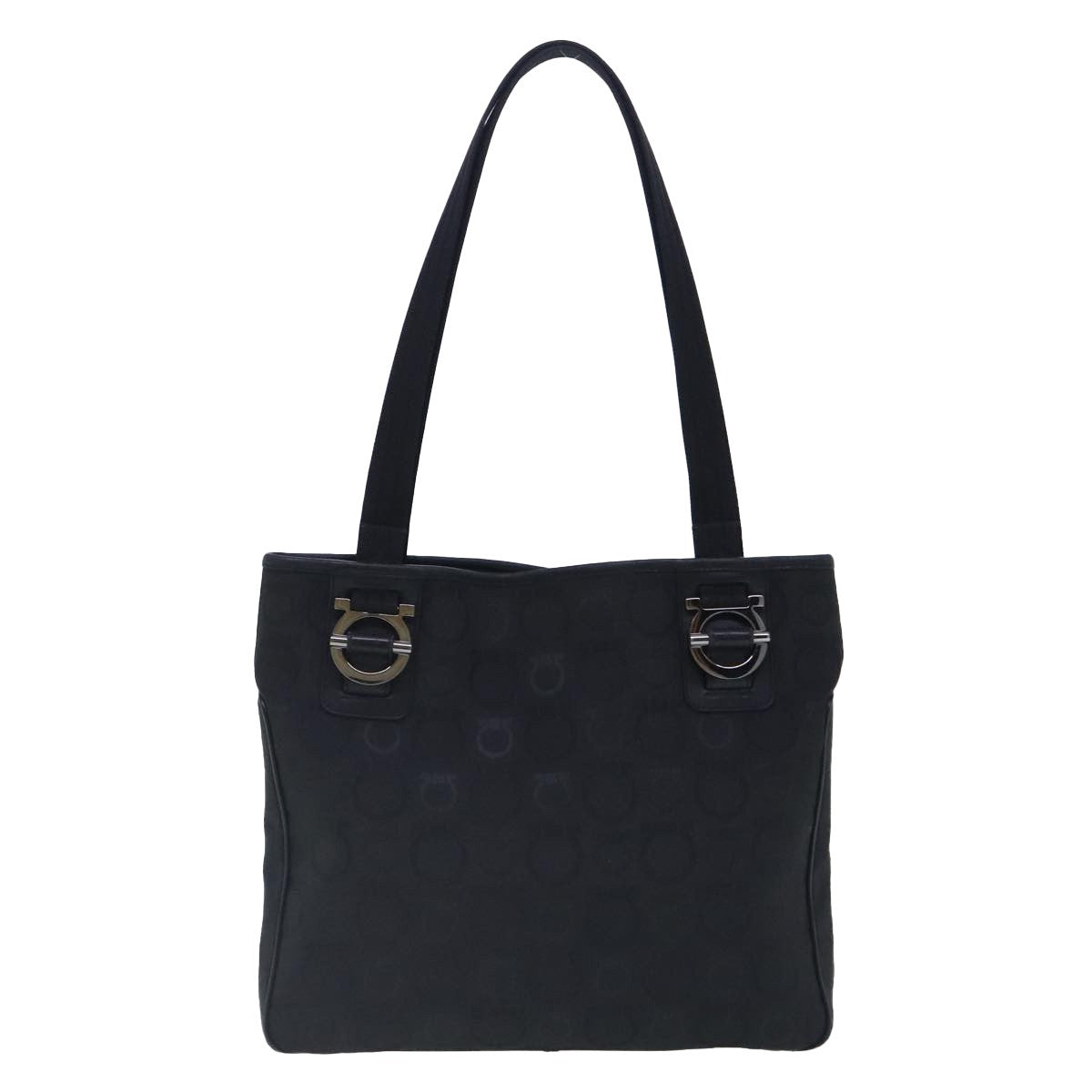 Salvatore Ferragamo Gancini Tote Gancini Canvas, BLACK, CANVAS, Tote bag