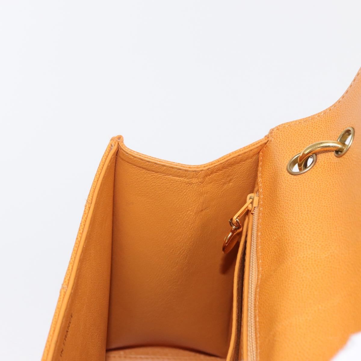 Chanel Vintage CC Flap Shoulder Bag Leather, ORANGE, LEATHER, Shoulder bag