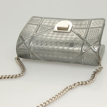 Christian Dior Diorama Wallet on Chain Enamel, SILVER, PATENT_LEATHER, Shoulder bag