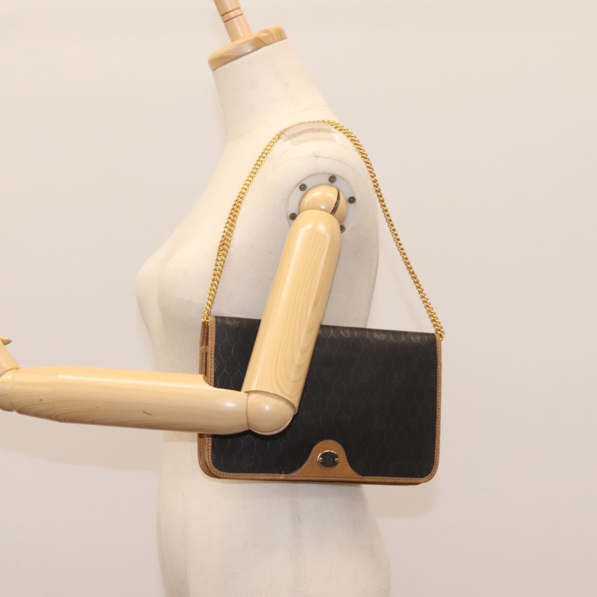 Christian Dior Vintage Honeycomb chain Canvas, BLACK, CANVAS, Handbag