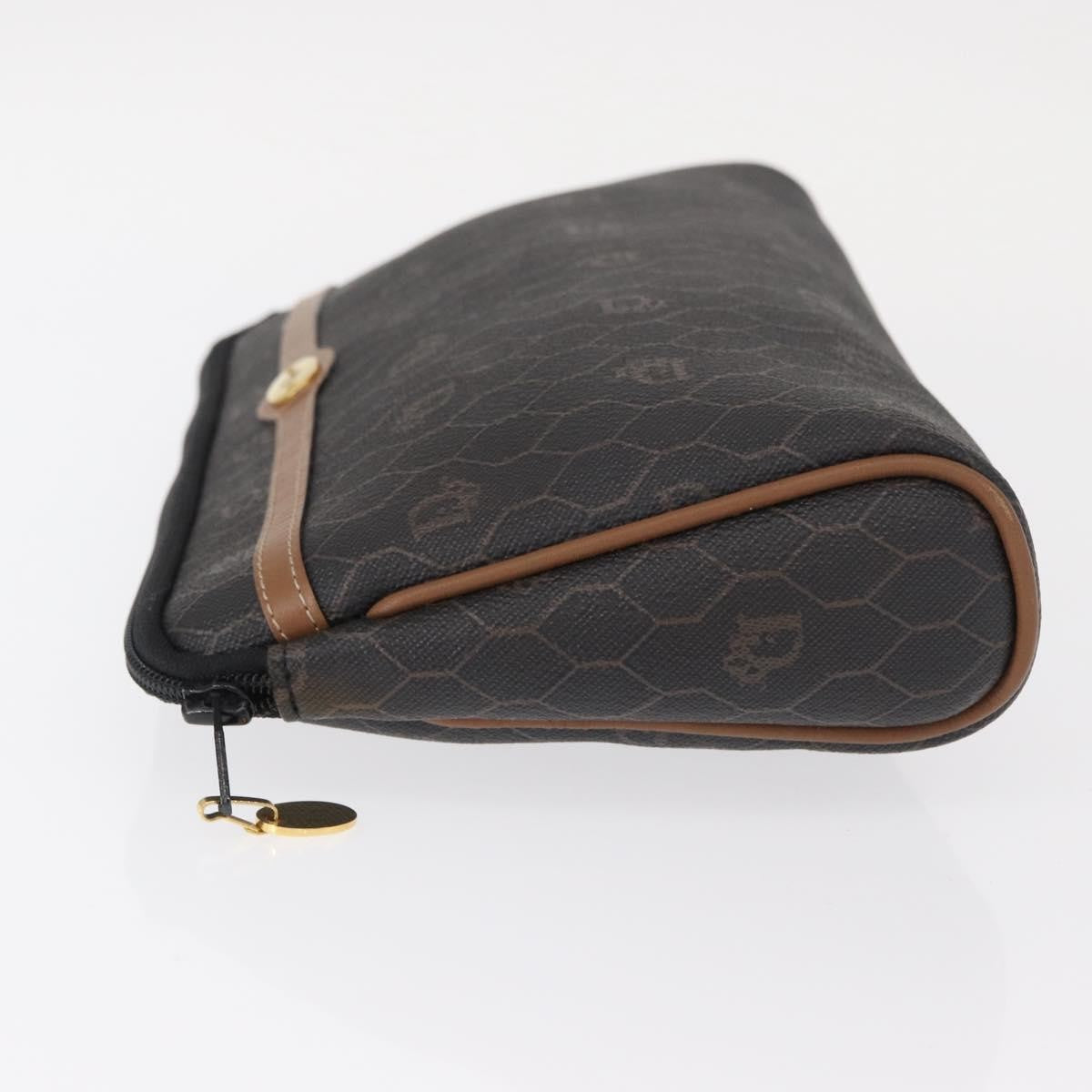 Christian Dior Vintage Honeycomb Zip Pouch Coated Canvas, BLACK, PVC, Clutche & pouche