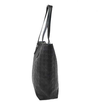 Salvatore Ferragamo Gancini Tote Gancini Canvas, Black, Canvas, Tote Bag