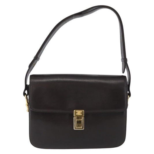 Celine Vintage Shoulder Bag Leather, BROWN, LEATHER, Shoulder bag