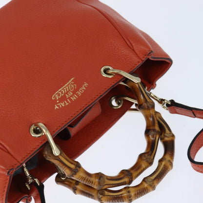 Gucci Bamboo Shopper Tote Leather, ORANGE, LEATHER, Handbag