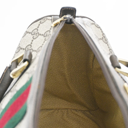 Gucci Vintage Web Boston Bag GG Coated Canvas, BROWN, PVC, Handbag