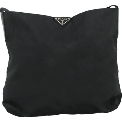 Prada Flat Messenger Bag Tessuto, BLACK, NYLON, Shoulder bag