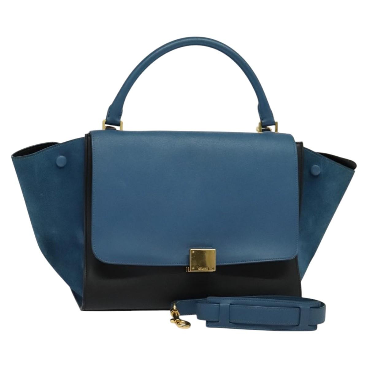 Celine Trapeze Bag Leather, BLUE, LEATHER, Handbag
