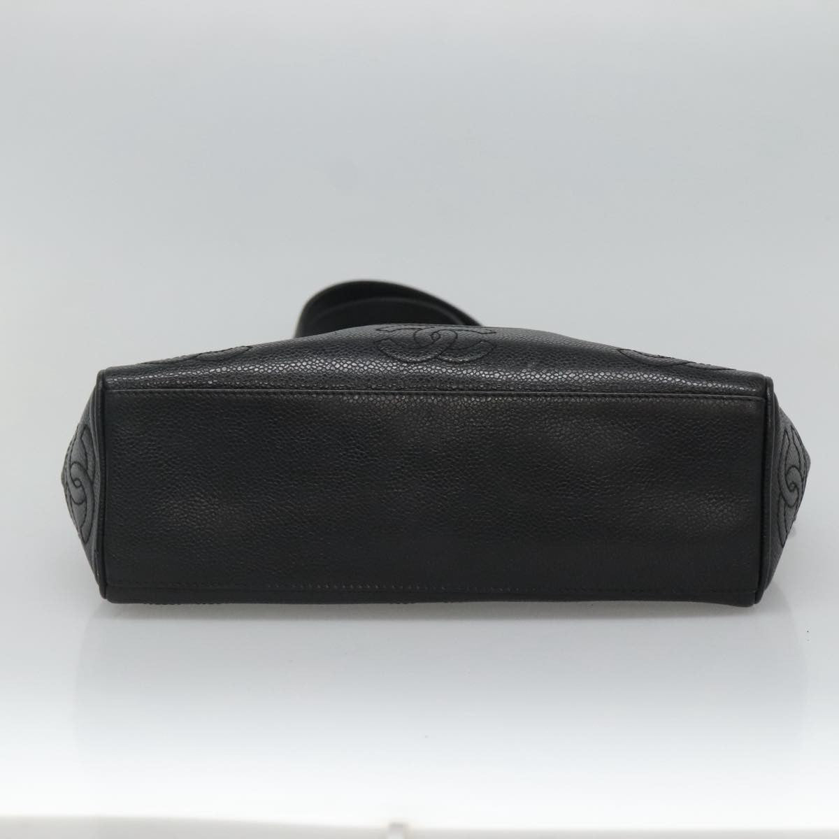 Chanel Vintage Stitched CC Shoulder Bag Caviar, BLACK, LEATHER, Shoulder bag