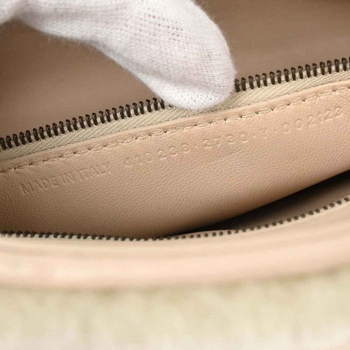 Balenciaga Papier A6 Zip Around Classic Studs Bag Shearling, WHITE, FAUX_FUR, Handbag