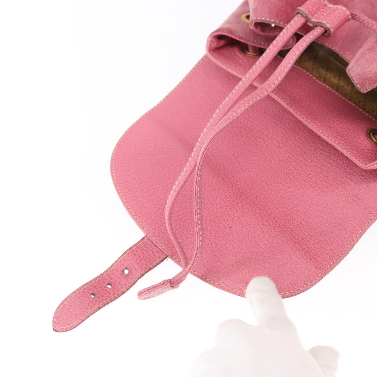 Gucci Vintage Bamboo Backpack Suede, PINK, SUEDE, Backpack