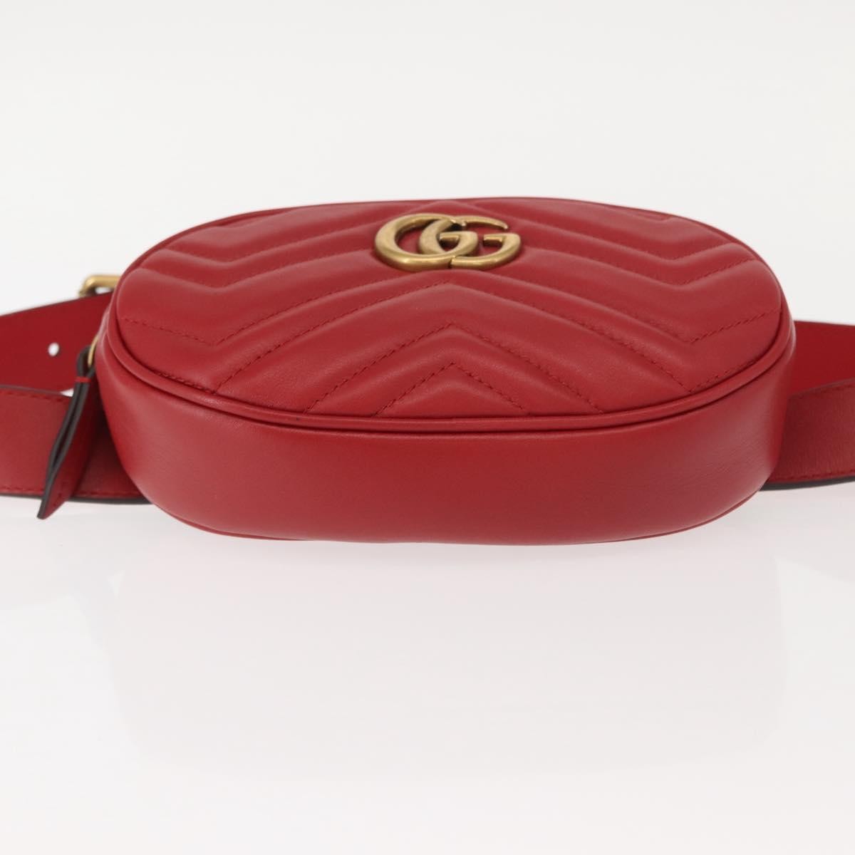 Gucci GG Marmont Belt Bag Matelasse Leather, RED, LEATHER, Clutche & pouche