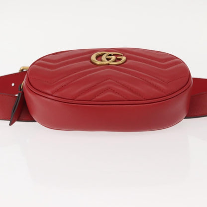 Gucci GG Marmont Belt Bag Matelasse Leather, RED, LEATHER, Clutche & pouche