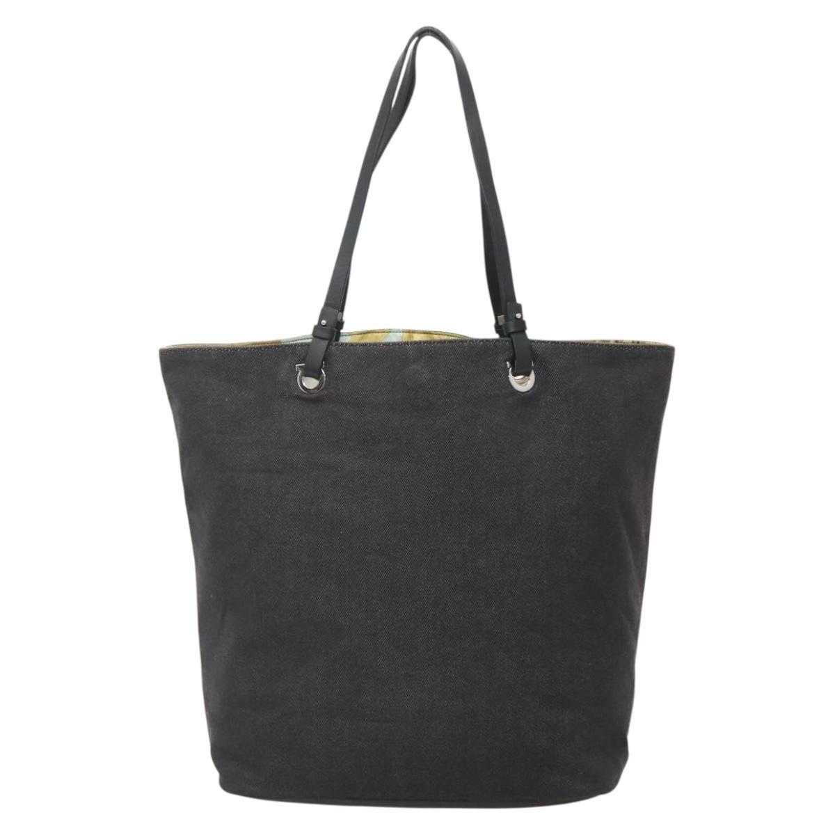 Salvatore Ferragamo Gancini Tote Canvas, BLACK, CANVAS, Tote bag