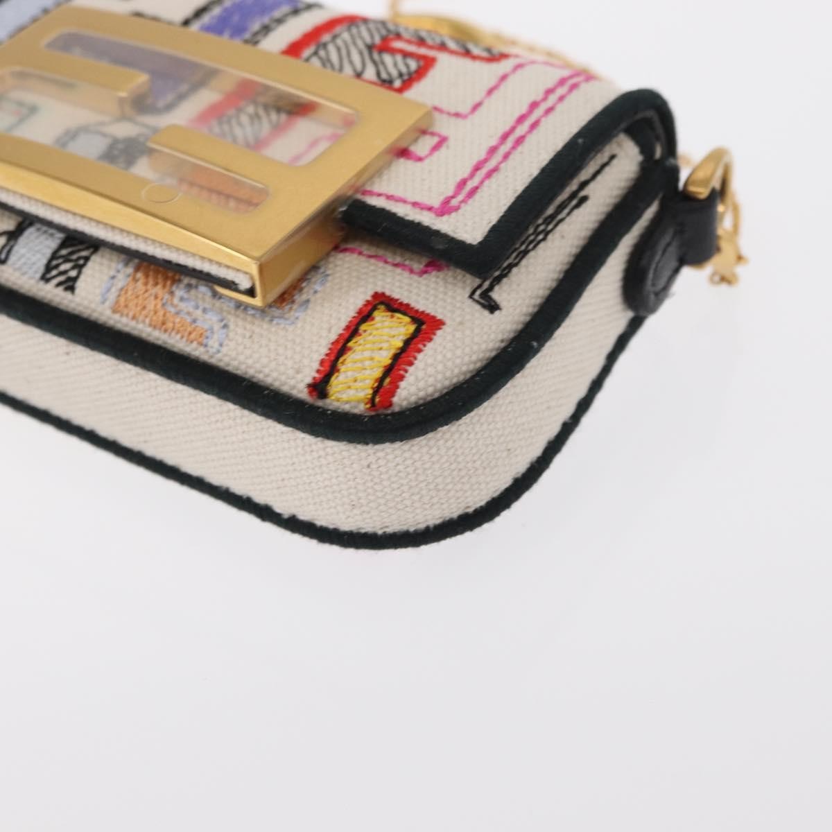 Fendi Chain Baguette Charm Bag Zucca Canvas, MULTICOLOUR, CANVAS, Clutche & pouche