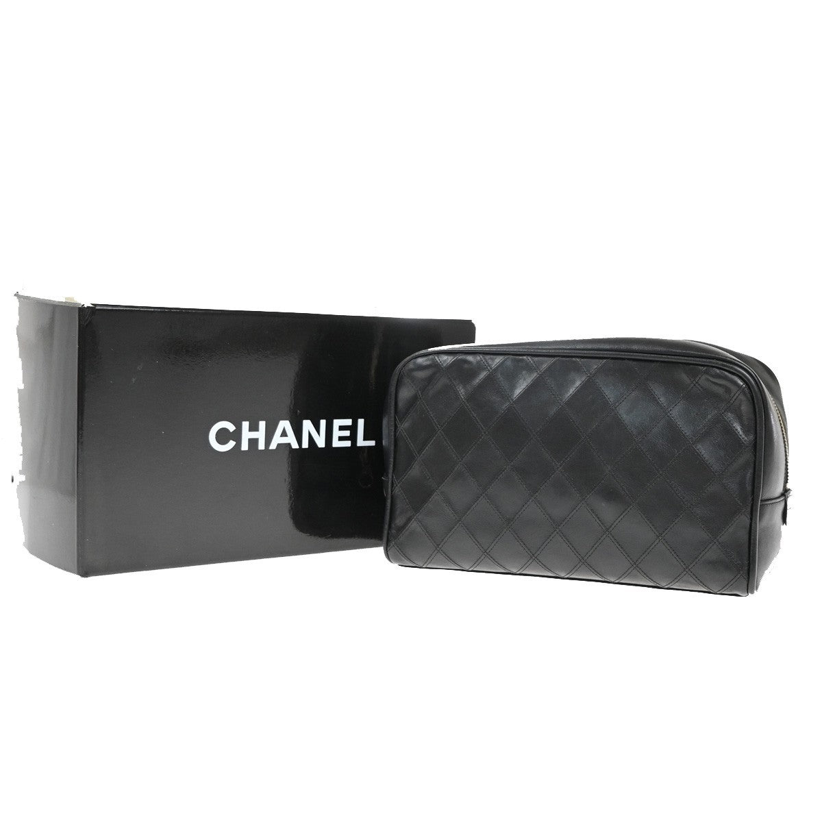 Chanel Vintage Diamond CC Camera Bag Quilted Caviar, BLACK, LEATHER, Clutche & pouche