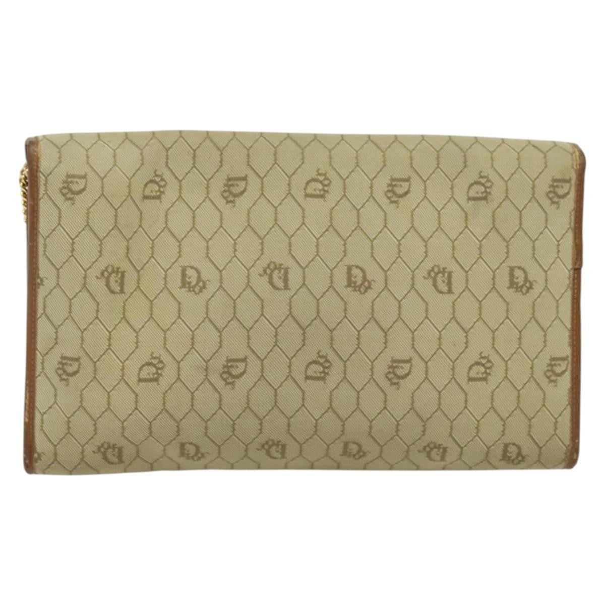Christian Dior Vintage Honeycomb chain Canvas, BEIGE, CANVAS, Handbag
